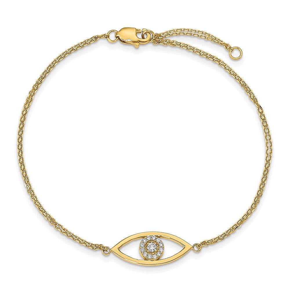 Shop Stylish 14K Gold Diamond Evil Eye Two-Strand Bracelet - 1-Inch Extension