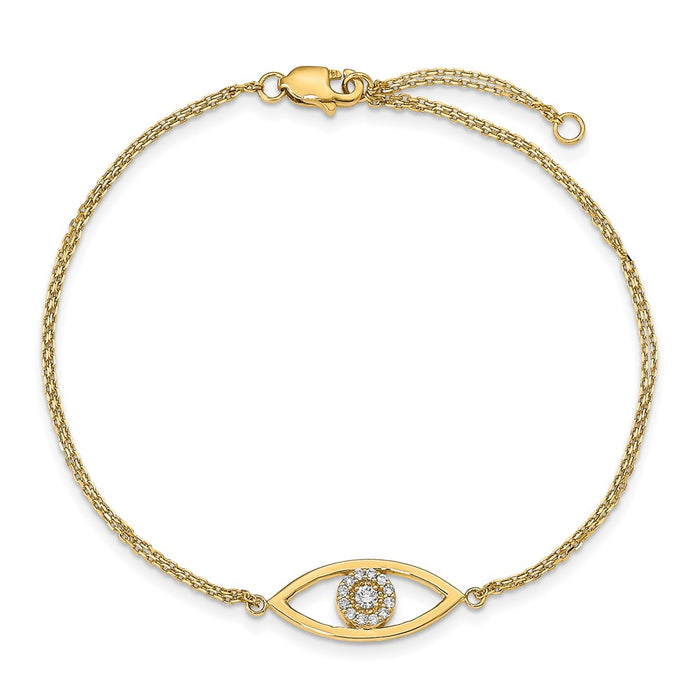 Shop Stylish 14K Gold Diamond Evil Eye Two-Strand Bracelet - 1-Inch Extension-4