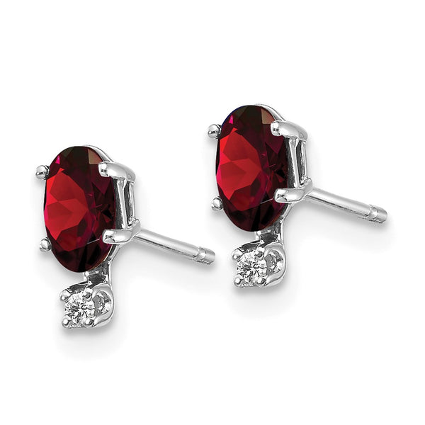 14K White Gold Garnet Earrings with Diamond Accents
