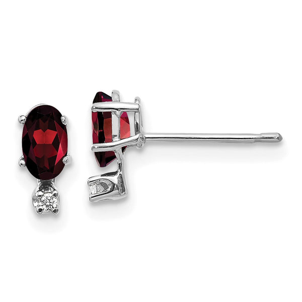 14K White Gold Garnet Earrings with Diamond Accents