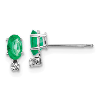 Shop Stylish 14K White Gold Emerald & Diamond Birthstone Earrings - Luxury Value