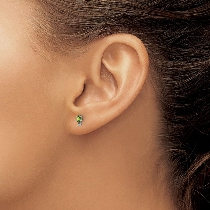 Buy Exclusive 14K White Gold Diamond & Peridot Earrings - Stylish Value!-3