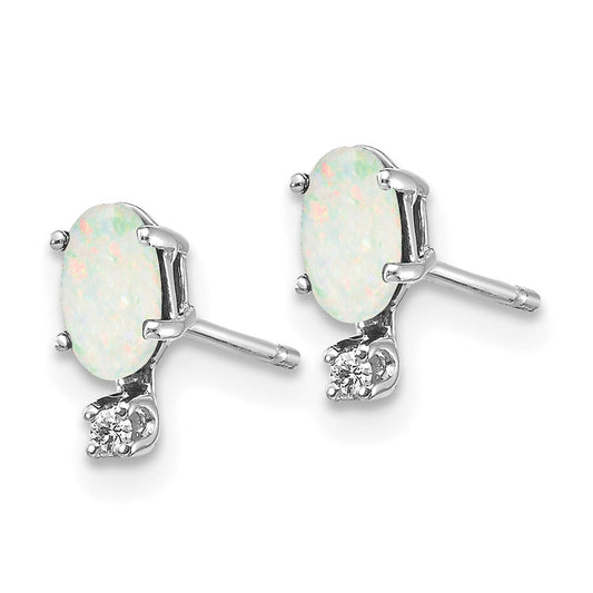 Shop 14K White Gold Opal & Diamond Birthstone Earrings - Stylish & Affordable!