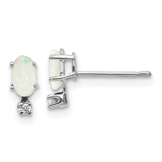 Shop 14K White Gold Opal & Diamond Birthstone Earrings - Stylish & Affordable!