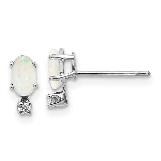 Shop 14K White Gold Opal & Diamond Birthstone Earrings - Stylish & Affordable!