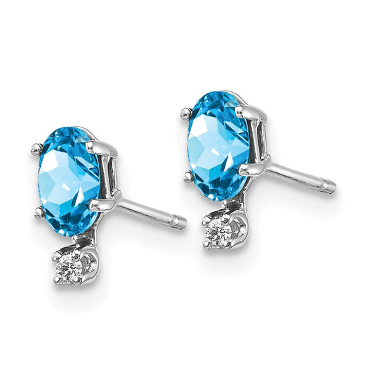Exclusive 14K White Gold Diamond & Blue Topaz Earrings - Stylish Luxury Value