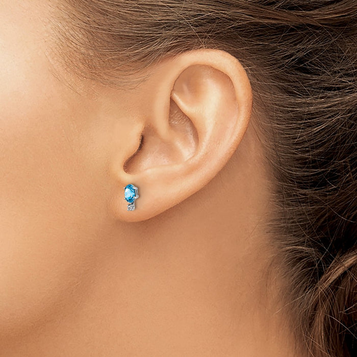 Exclusive 14K White Gold Diamond & Blue Topaz Earrings - Stylish Luxury Value-3