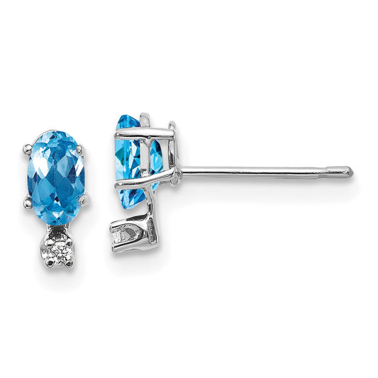 Exclusive 14K White Gold Diamond & Blue Topaz Earrings - Stylish Luxury Value