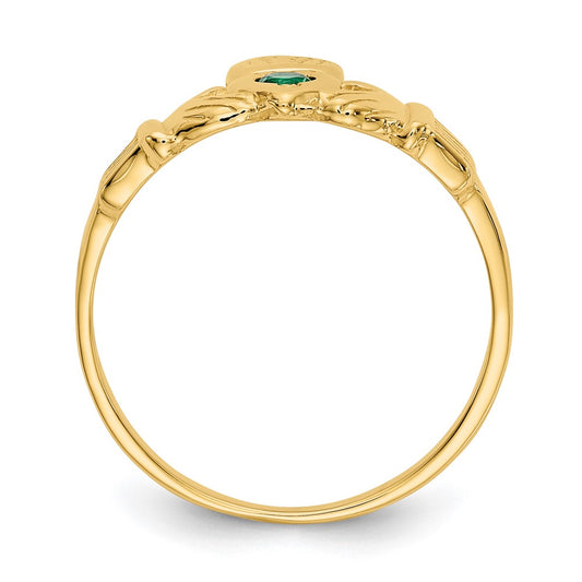 Buy Exclusive 14K Gold Claddagh Ring with Green CZ - Stylish Jewelry Value