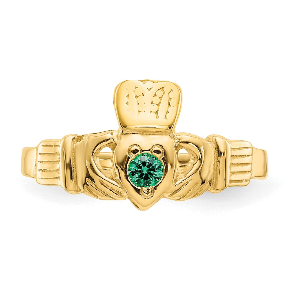 Buy Exclusive 14K Gold Claddagh Ring with Green CZ - Stylish Jewelry Value