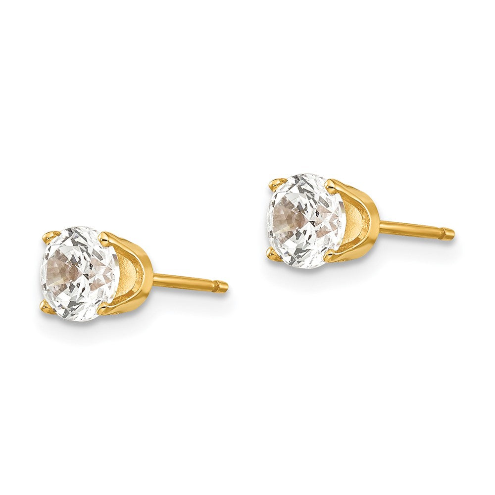 Shop Stylish 14K Gold 5mm Cubic Zirconia Stud Earrings - Affordable Luxury