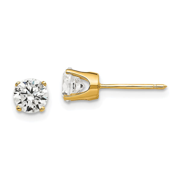 14K Gold 5mm Cubic Zirconia Stud Earrings - Style GR1-1013723