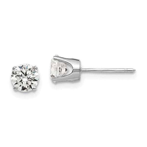 14K White Gold 5mm Cubic Zirconia Stud Earrings