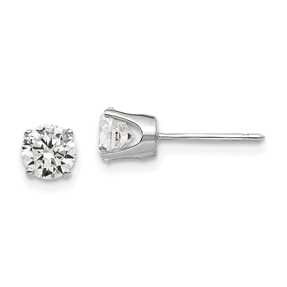 Buy Exclusive 14K White Gold 5mm Cubic Zirconia Stud Earrings - Stylish Value!