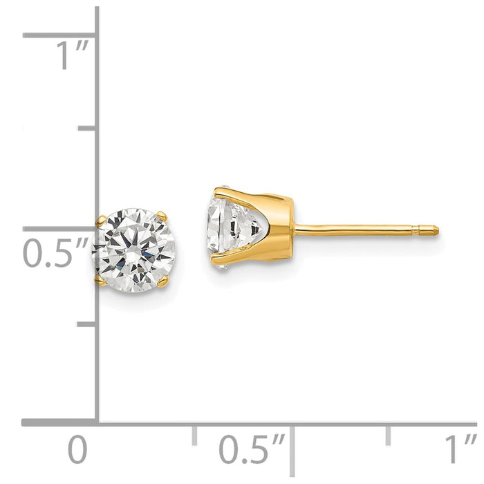 Exclusive 14K Gold 5.5mm Cubic Zirconia Stud Earrings - Stylish Value-4