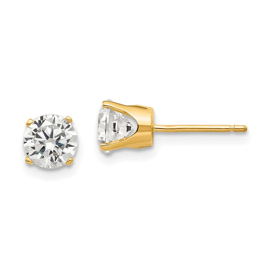 Exclusive 14K Gold 5.5mm Cubic Zirconia Stud Earrings - Stylish Value