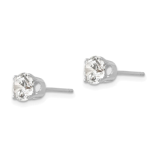 Shop Stylish 14K White Gold 5.5mm Cubic Zirconia Stud Earrings | Affordable Luxury