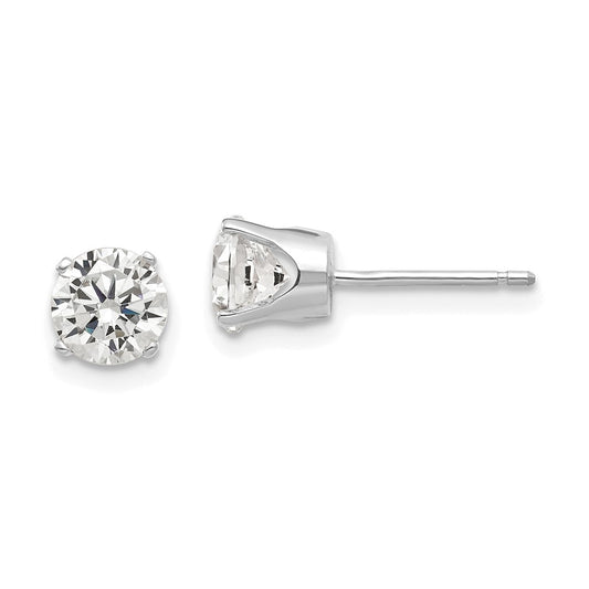 Shop Stylish 14K White Gold 5.5mm Cubic Zirconia Stud Earrings | Affordable Luxury