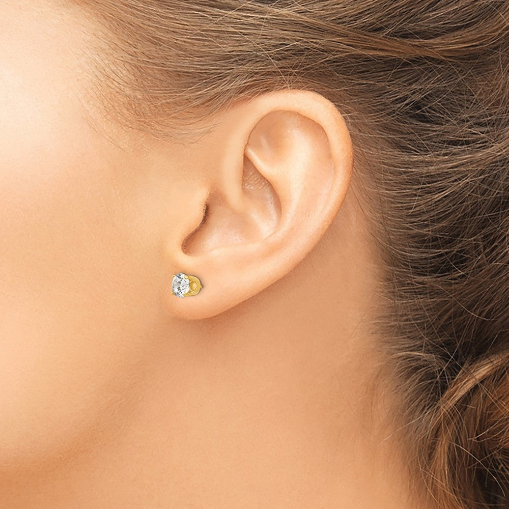 Shop Stylish 14K Gold 5.75mm Cubic Zirconia Stud Earrings - Affordable Luxury!
