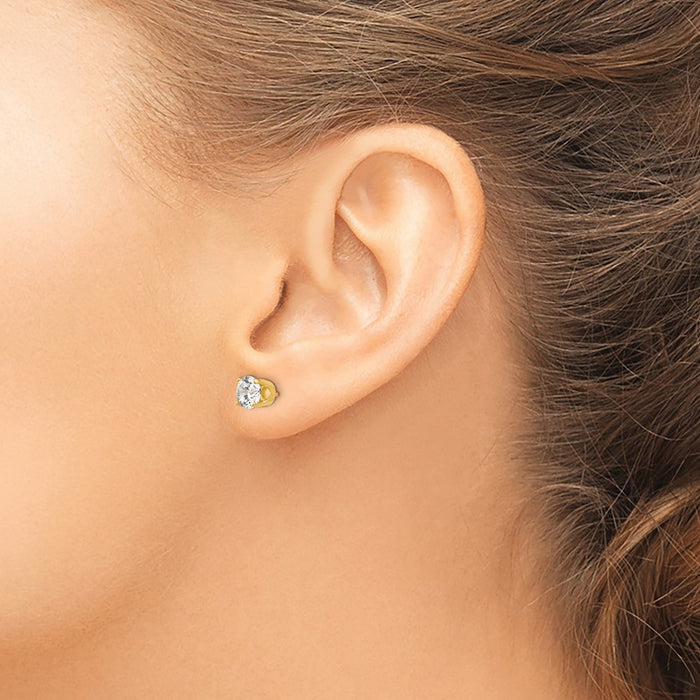 Shop Stylish 14K Gold 5.75mm Cubic Zirconia Stud Earrings - Affordable Luxury!-3