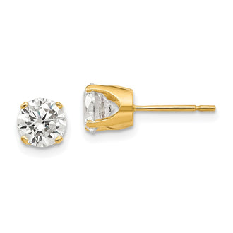 Shop Stylish 14K Gold 5.75mm Cubic Zirconia Stud Earrings - Affordable Luxury!
