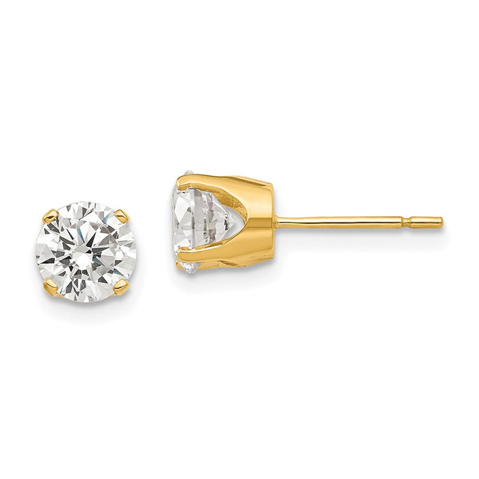Shop Stylish 14K Gold 5.75mm Cubic Zirconia Stud Earrings - Affordable Luxury!-1
