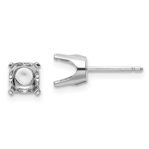 14K White Gold 5.75mm Round Stud Earring Settings