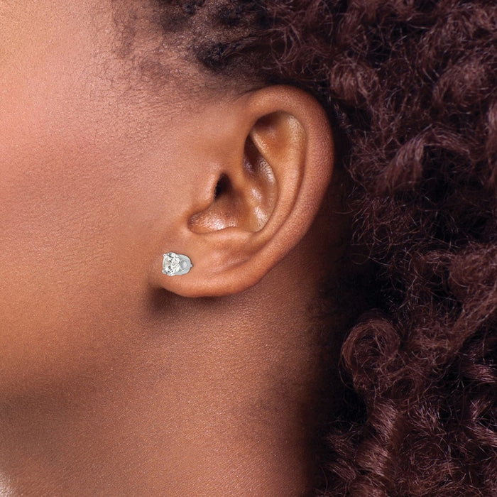 Shop Exclusive 14K White Gold 5.75mm Cubic Zirconia Stud Earrings - Stylish Value-3