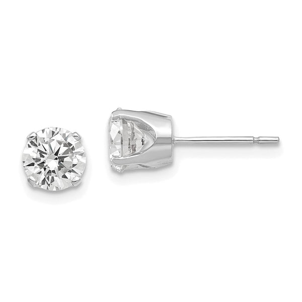 14K White Gold 5.75mm Cubic Zirconia Stud Earrings
