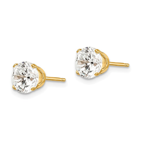 14K Gold 6.5mm Cubic Zirconia Stud Earrings