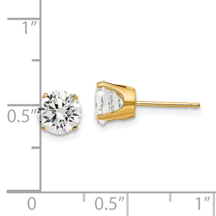 Buy Exclusive 14K Gold 6.5mm Cubic Zirconia Stud Earrings - Stylish Value!-4