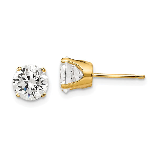 14K Gold 6.5mm Cubic Zirconia Stud Earrings