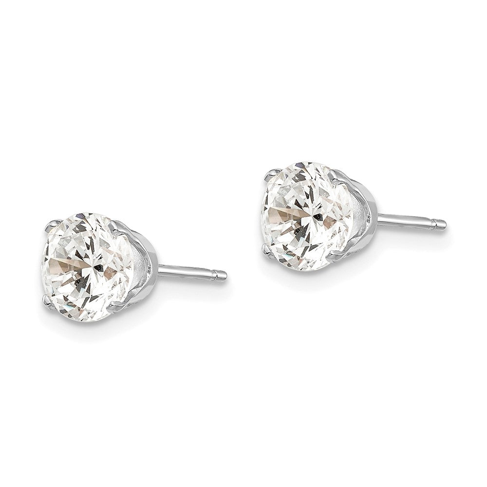 High-Quality 14K White Gold 6.5mm Cubic Zirconia Stud Earrings - Stylish Value!