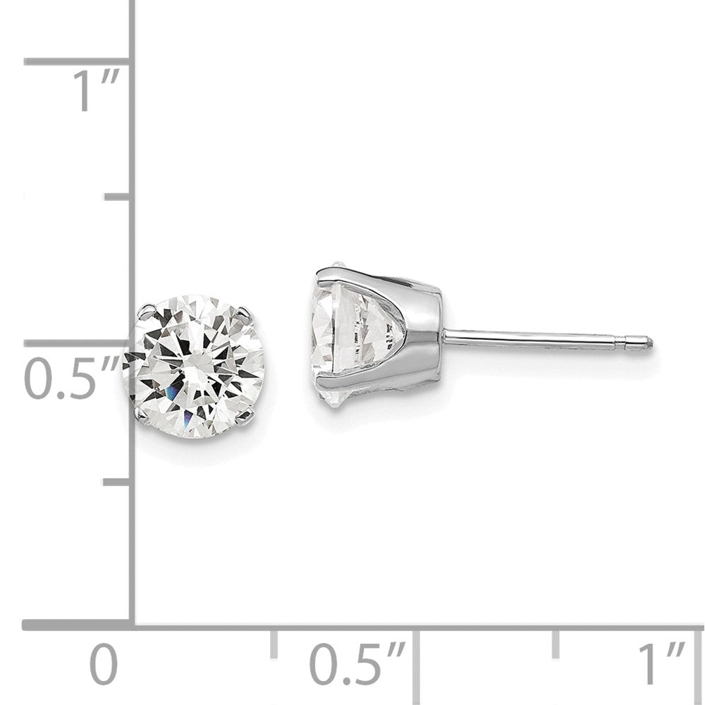 High-Quality 14K White Gold 6.5mm Cubic Zirconia Stud Earrings - Stylish Value!