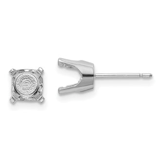 Buy Designer 14K White Gold 6.5mm Round Stud Earring Settings, Stylish Value!