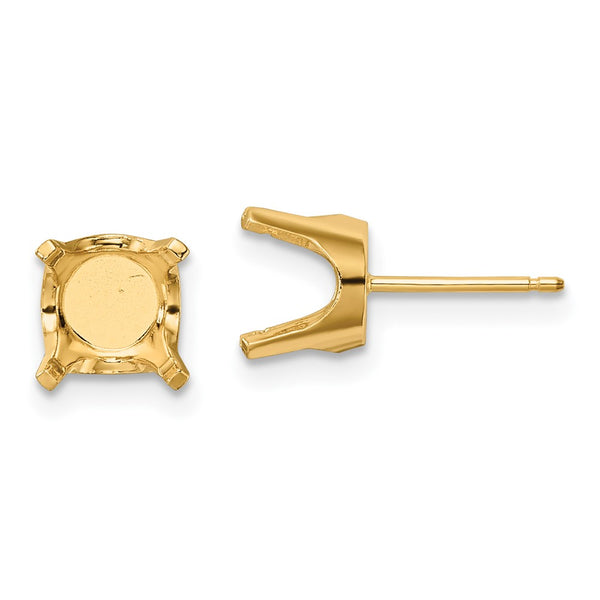 14K Gold 8mm Round Stud Earring Mountings