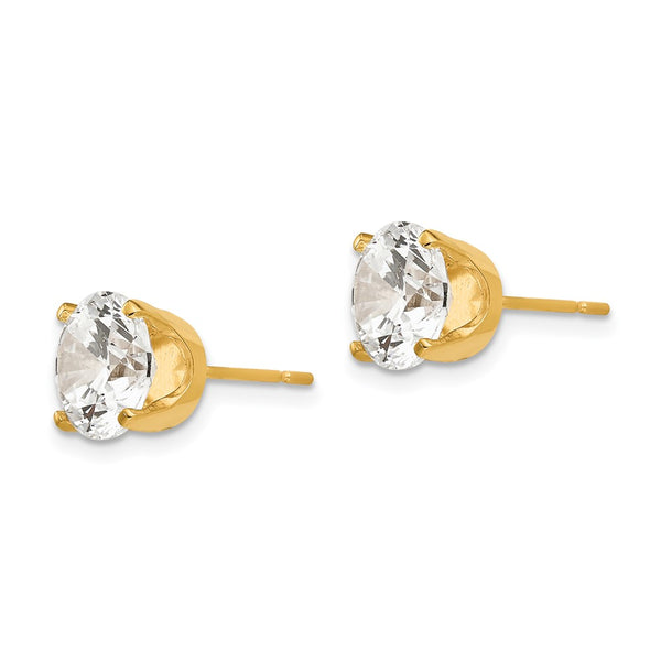 8mm Cubic Zirconia Stud Earrings in 14K Gold