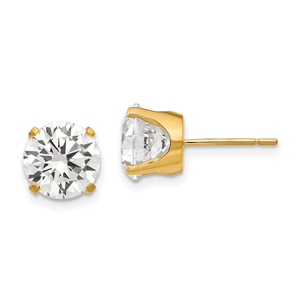 8mm Cubic Zirconia Stud Earrings in 14K Gold