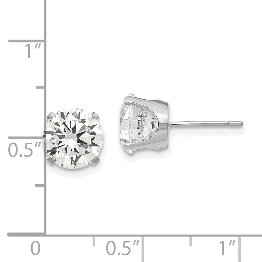 High-Quality 14K White Gold 8mm CZ Stud Earrings - Luxury Value Deal!