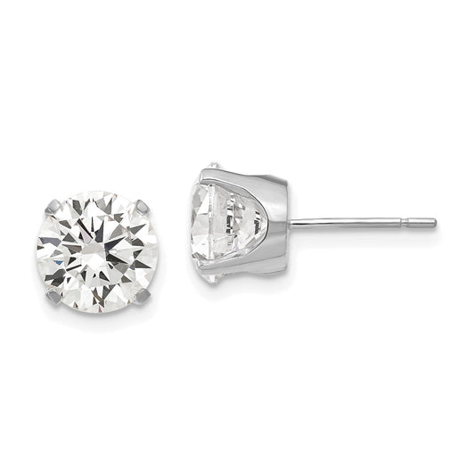 High-Quality 14K White Gold 8mm CZ Stud Earrings - Luxury Value Deal!