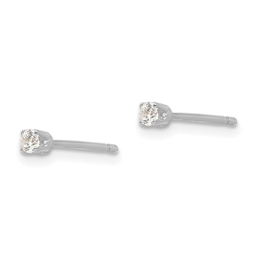Buy Luxury 14K White Gold 2.25mm Cubic Zirconia Stud Earrings - Affordable Elegance