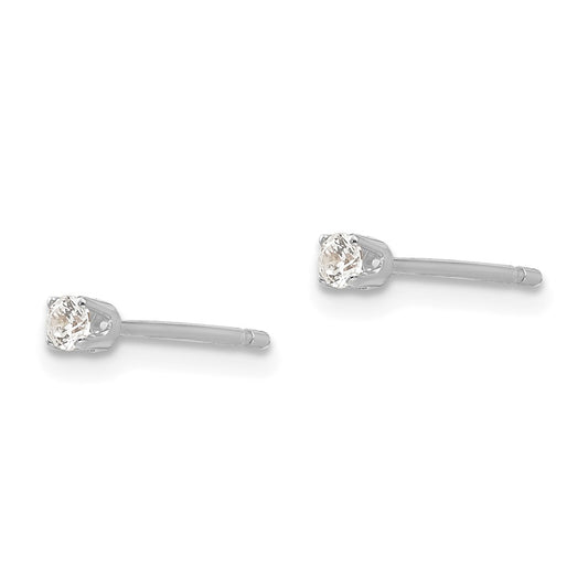 Buy Luxury 14K White Gold 2.25mm Cubic Zirconia Stud Earrings - Affordable Elegance