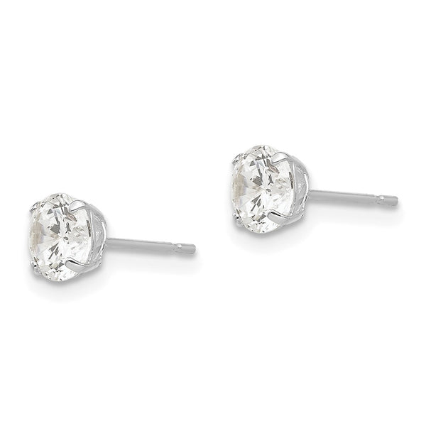 14K White Gold 5mm Round Cubic Zirconia Stud Earrings