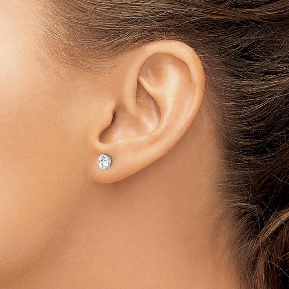 Exclusive 14K White Gold 5mm Round Cubic Zirconia Stud Earrings - Stylish Value