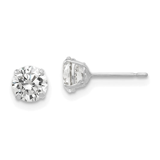Exclusive 14K White Gold 5mm Round Cubic Zirconia Stud Earrings - Stylish Value
