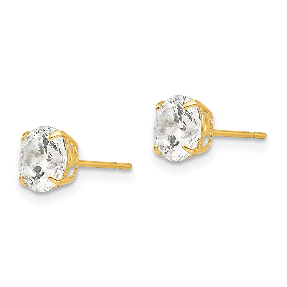 Exclusive 14K Gold 6mm Round Cubic Zirconia Stud Earrings - Stylish Value!