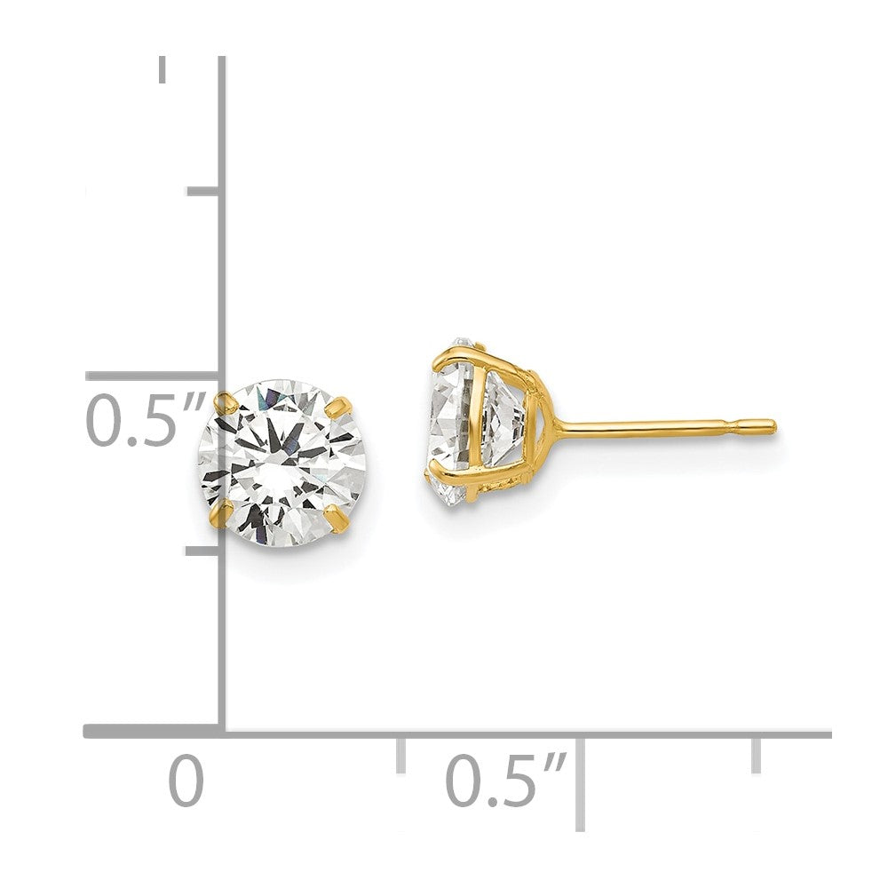 Exclusive 14K Gold 6mm Round Cubic Zirconia Stud Earrings - Stylish Value!