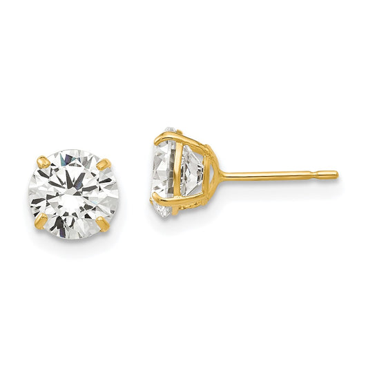 Exclusive 14K Gold 6mm Round Cubic Zirconia Stud Earrings - Stylish Value!