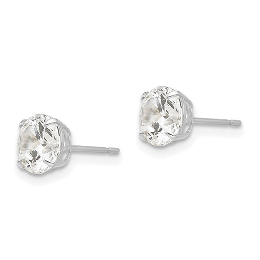 Buy Exclusive 14K White Gold 6mm Round Cubic Zirconia Stud Earrings - Stylish Value