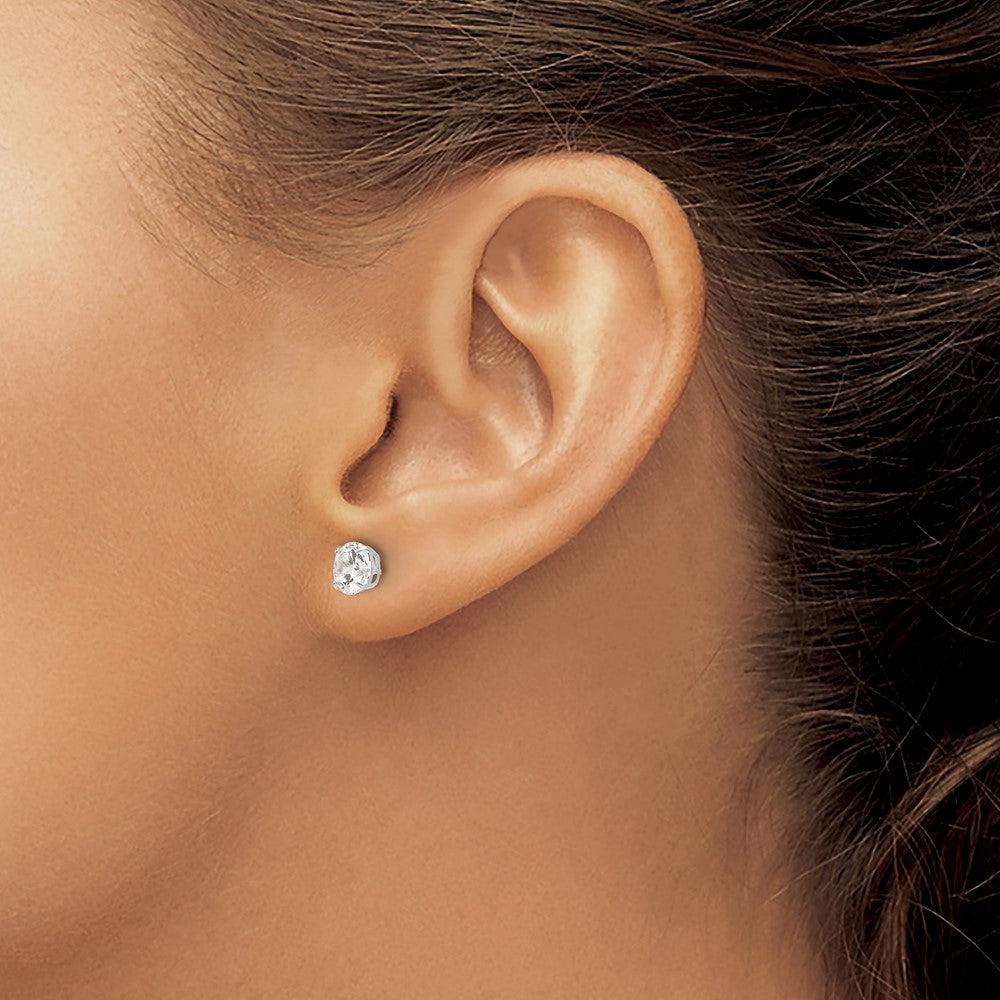 Buy Exclusive 14K White Gold 6mm Round Cubic Zirconia Stud Earrings - Stylish Value